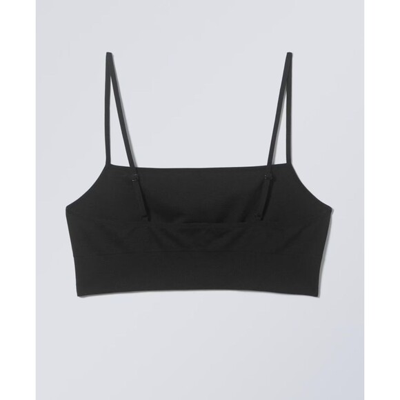 WEEKDAY Cat Soft Bralette Black Size Medium NWT | Minimalist Wire-Free Stretch B - Picture 2 of 2